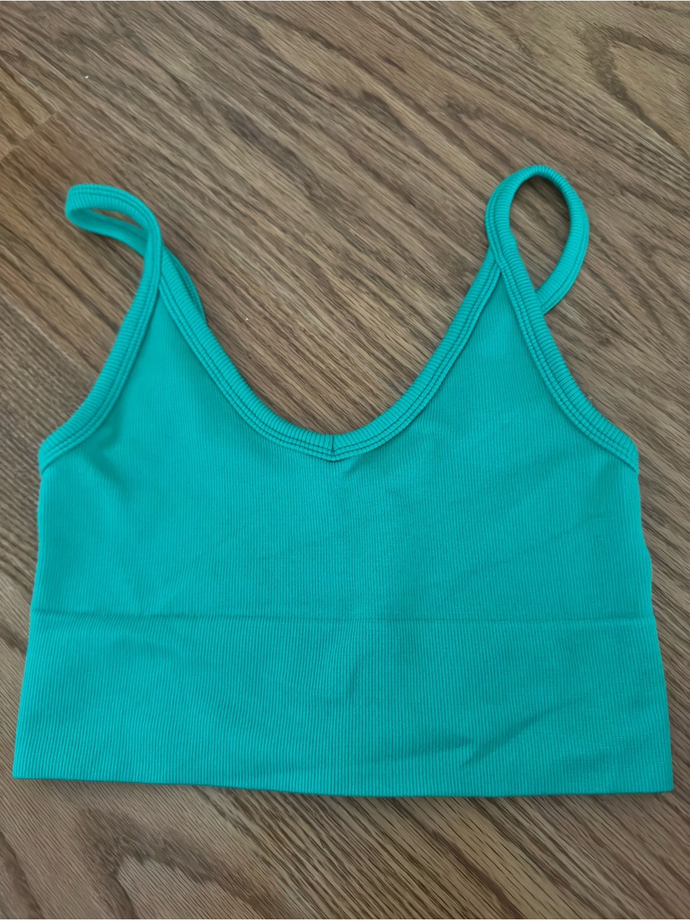Ocean Drive Teal Ribbed Crop Tank Top